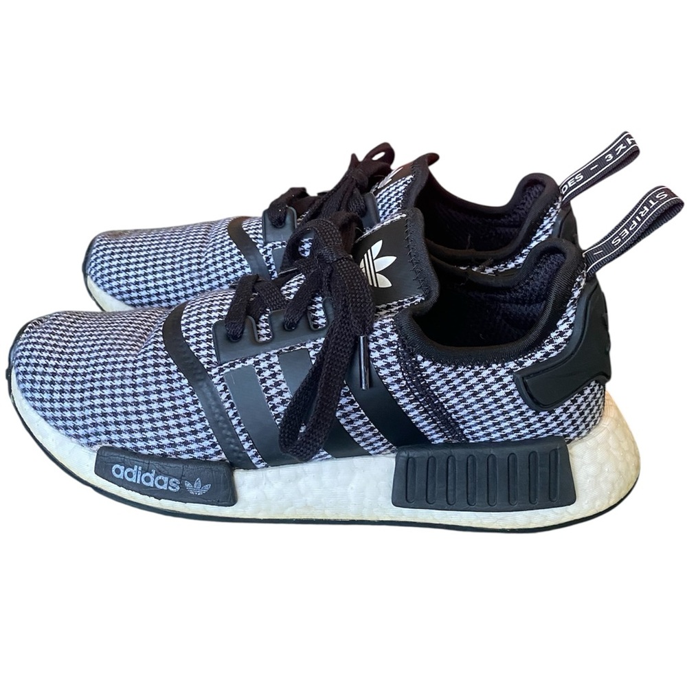 Women’s black and white NMD R1 Adidas shoes